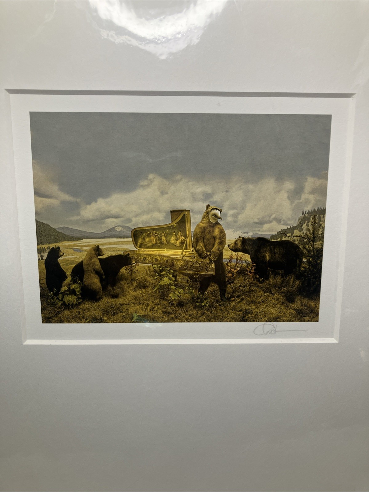 John Charbonneau Tinted Surreal Photograph Signed New Condition Bird Bears Piano