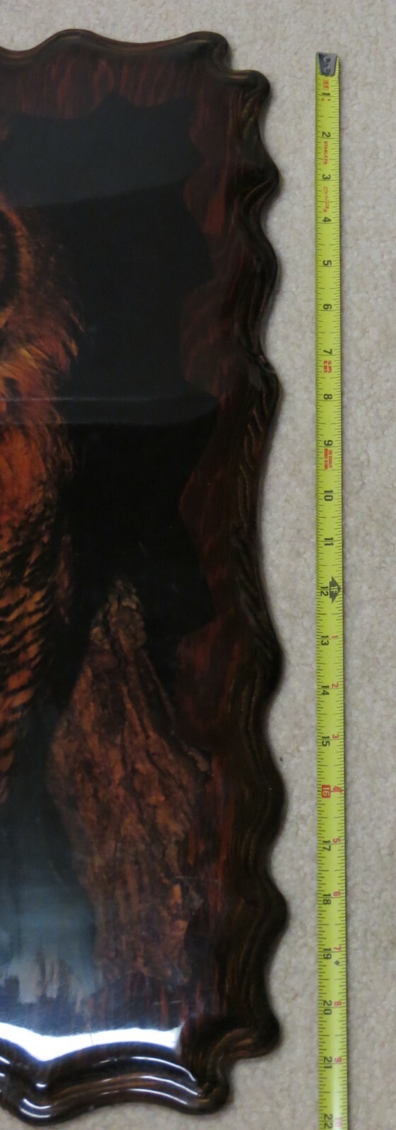 Great Horned Owl Vintage Wall Plaque Photo 15″ x 22″ Wooden High Gloss Finish!