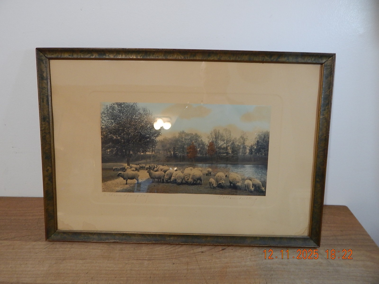 Large Rare Wallace Nutting w/Sheep “Warm Spring Day” Hand Colored Photo