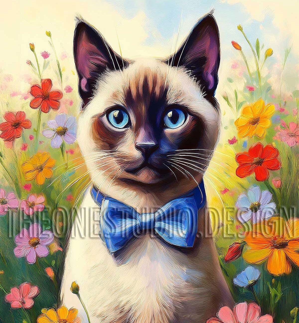 Siamese Cat Digital Painting High Resolution Wall Art Poster Print