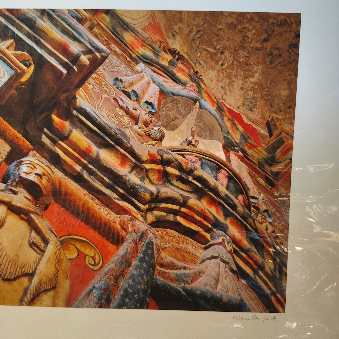 San Xavier Interior Signed Warren Allen 2008 Photographic Print 19×13 Tubac, Az