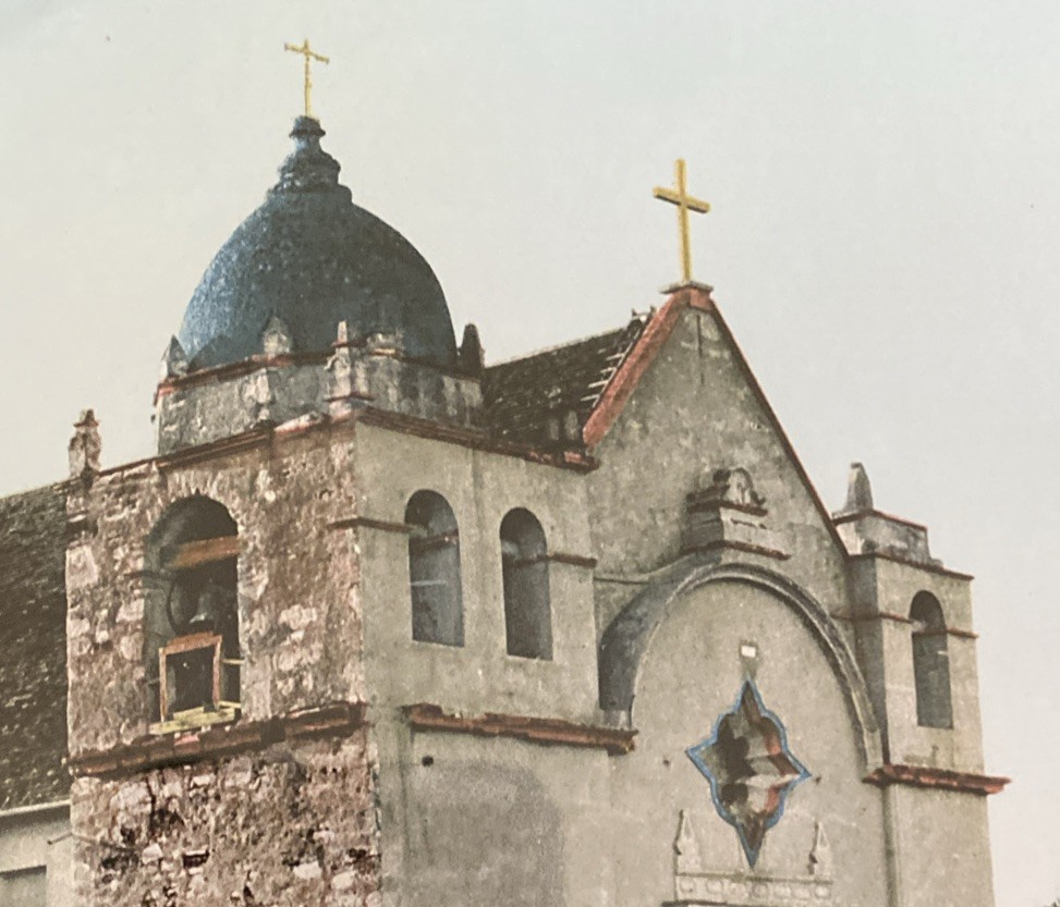 Antique San Carlos Mission Tinted Photograph Monterey California Vintage