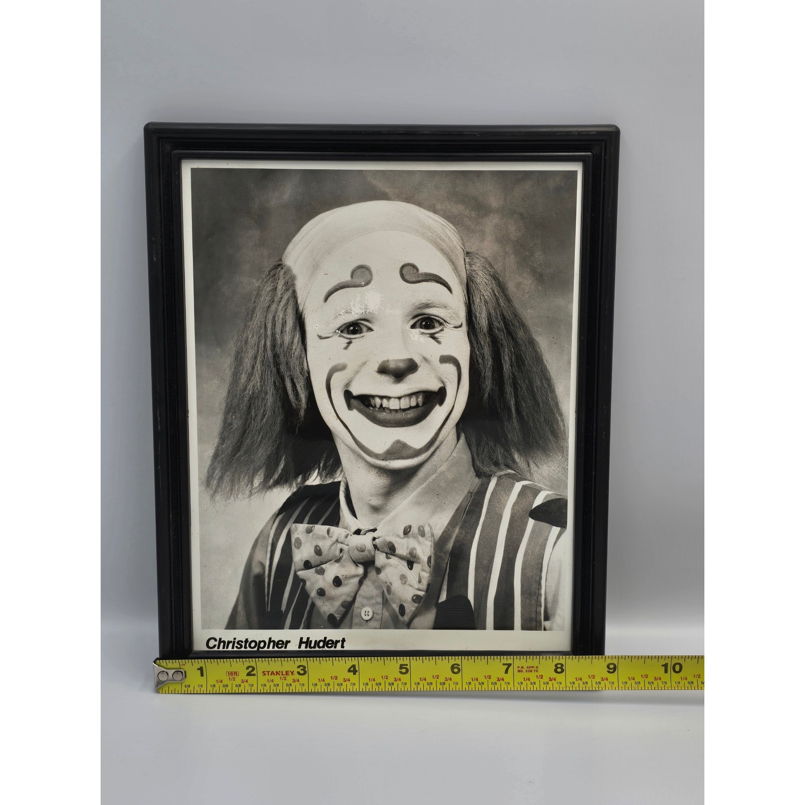 Vintage Framed Photo Christopher Hudert Clown Black and White Daytona Magic