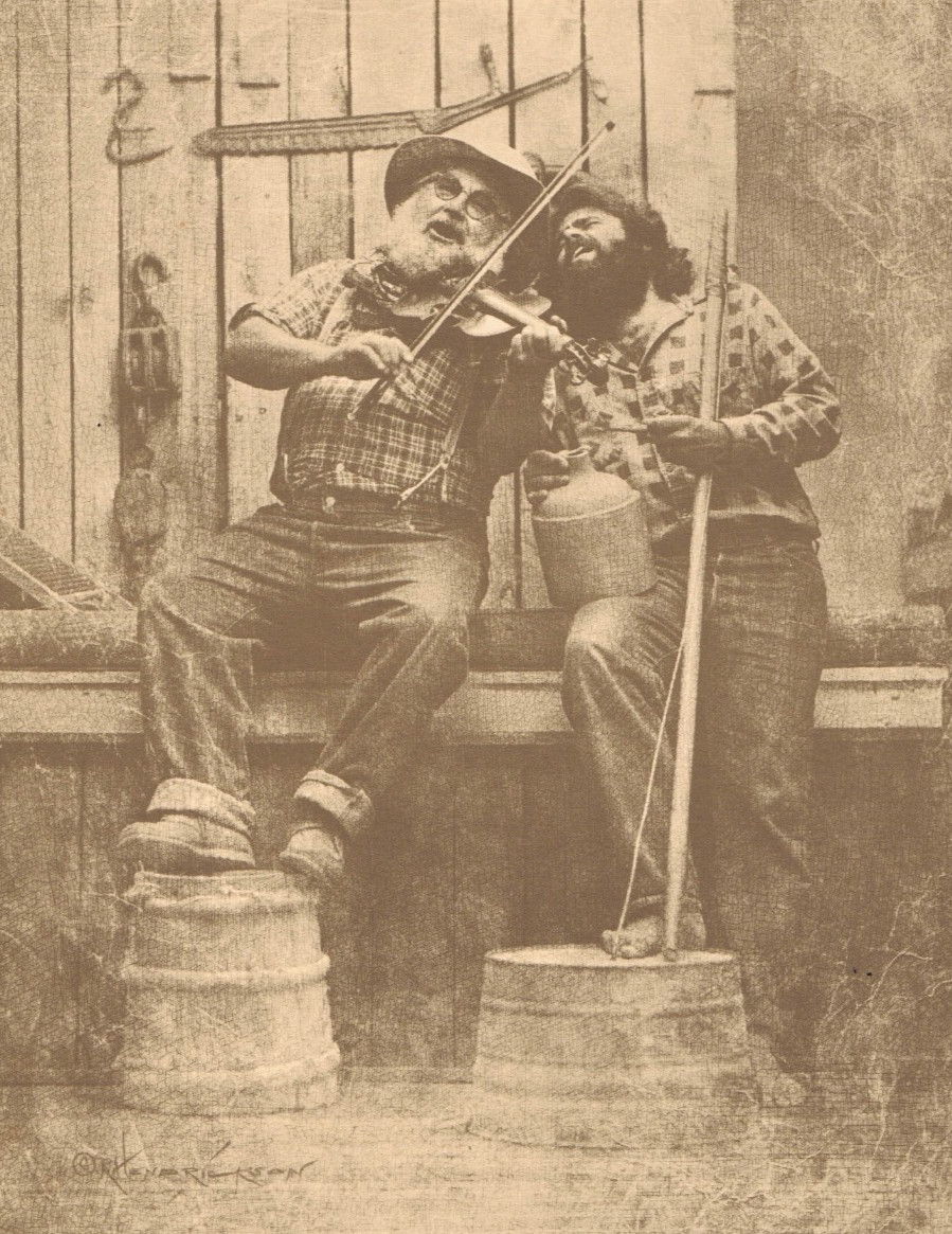 NEWLY FOUND! HENDRICKSON B&W SEPIA PHOTO PRINT Singing Farmers 11″ X 14″ Western