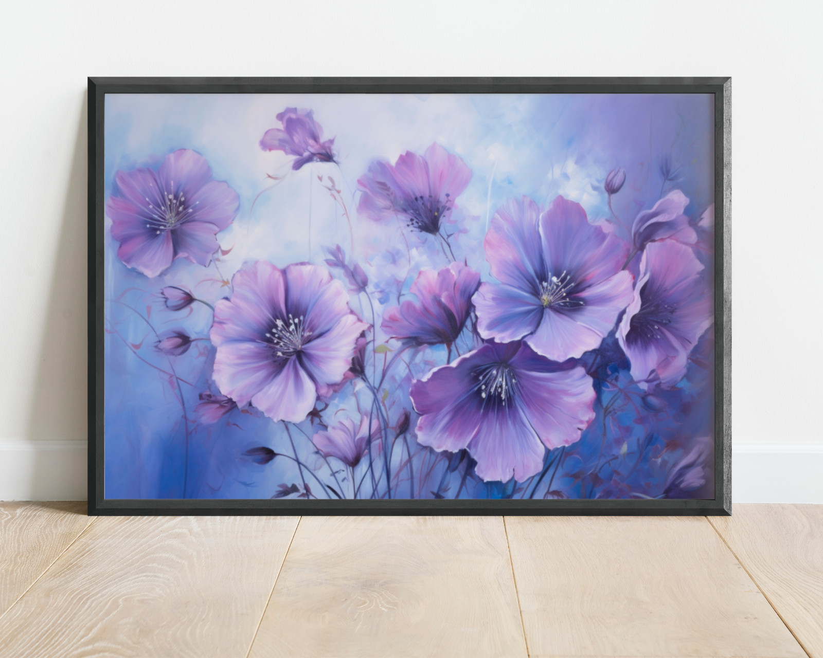 Flowers Painting, Floral Canvas, Purple Flowers Oil Painting, Vintage Flower Art
