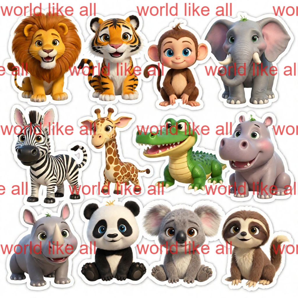 Printable Digital Stickers | Cute Cartoon Kids Sticker Bundle | 4K
