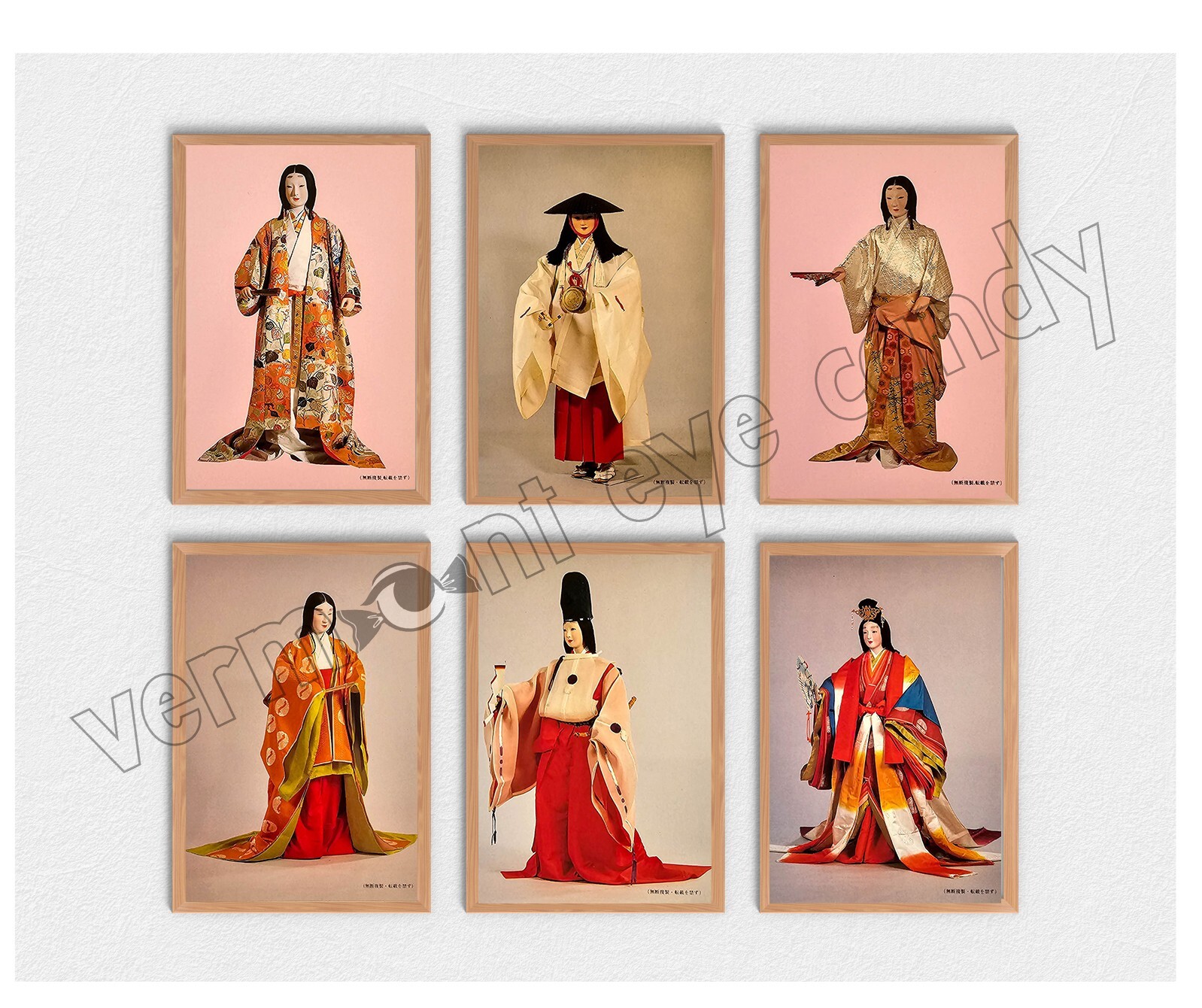 Japanese Set of 6 Ethnic Kimonos Heian Period DIGITAL DOWNLOAD Print at Home