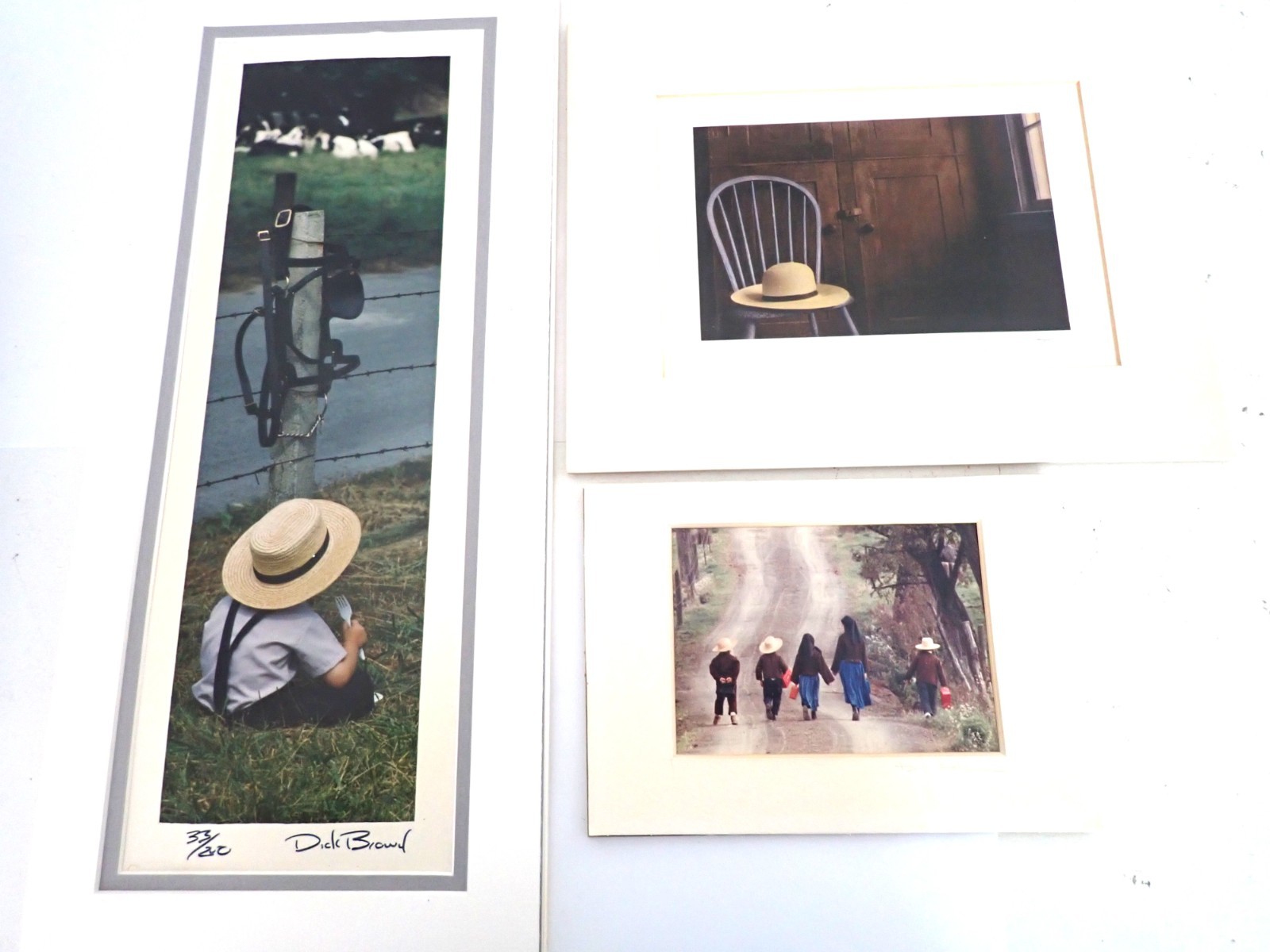 Lot Of 3 Amish Matted Photographs Prints Signed Bill Coleman & Dick Brown