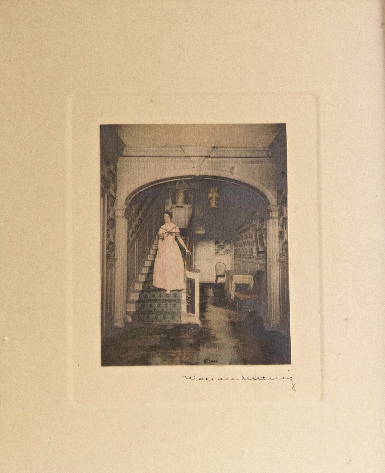 Antique Wallace Nutting Hand Colored Photo Jaffrey House New Hampshire