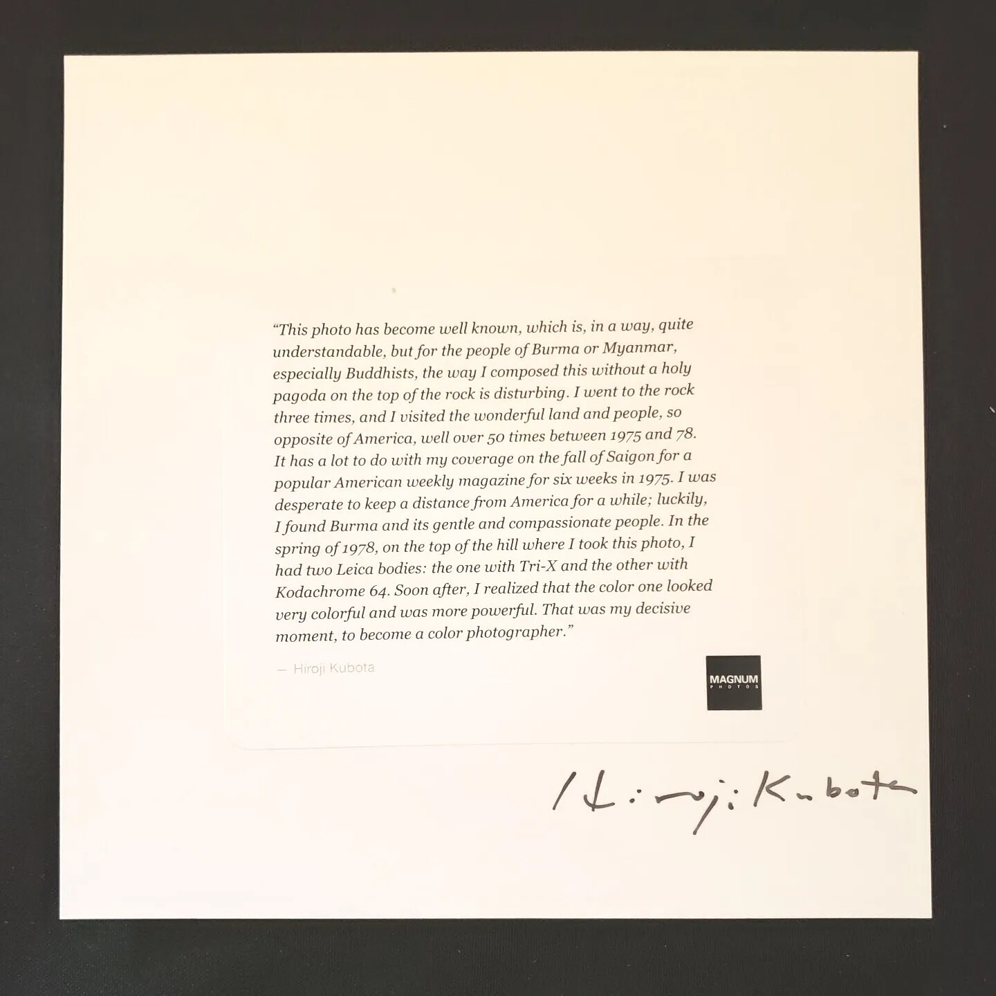 HIROJI KUBOTA Magnum Square Print 6″ x 6″ Signed Monks & Boulder from Burma