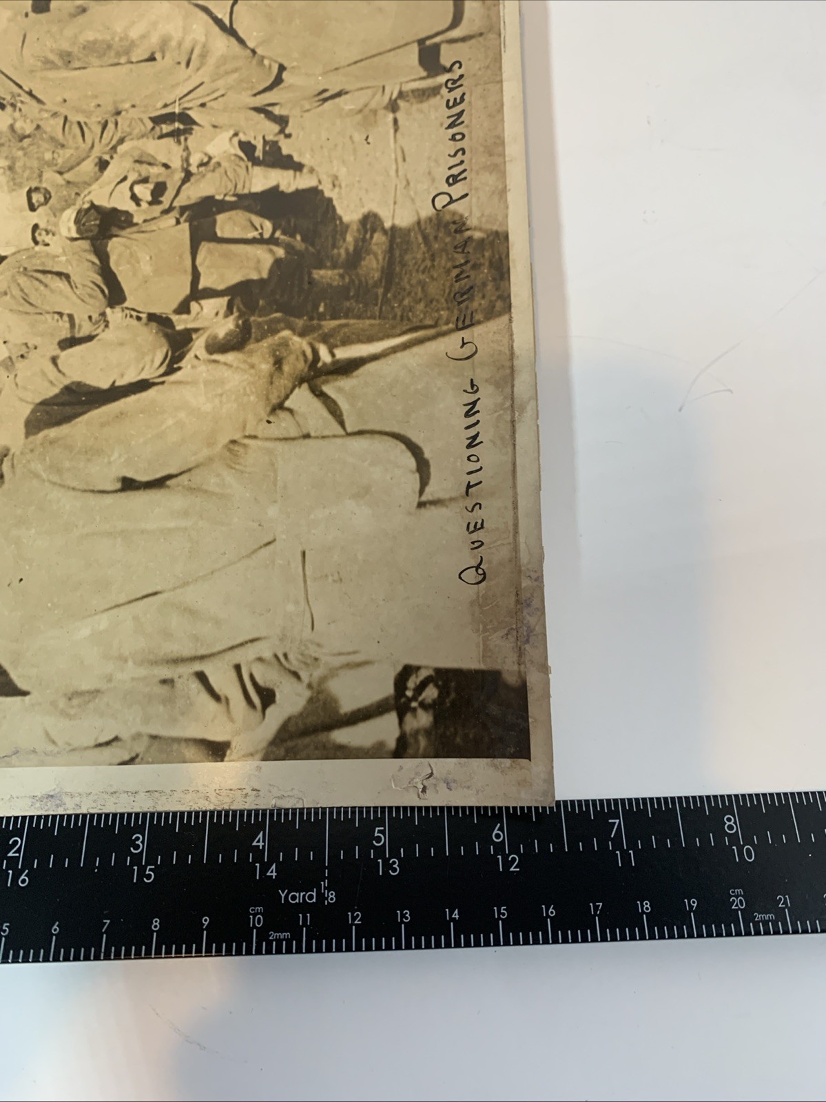 WWII Real 8.5” X 6.5” Photo American Troops “Questioning German Prisoners”