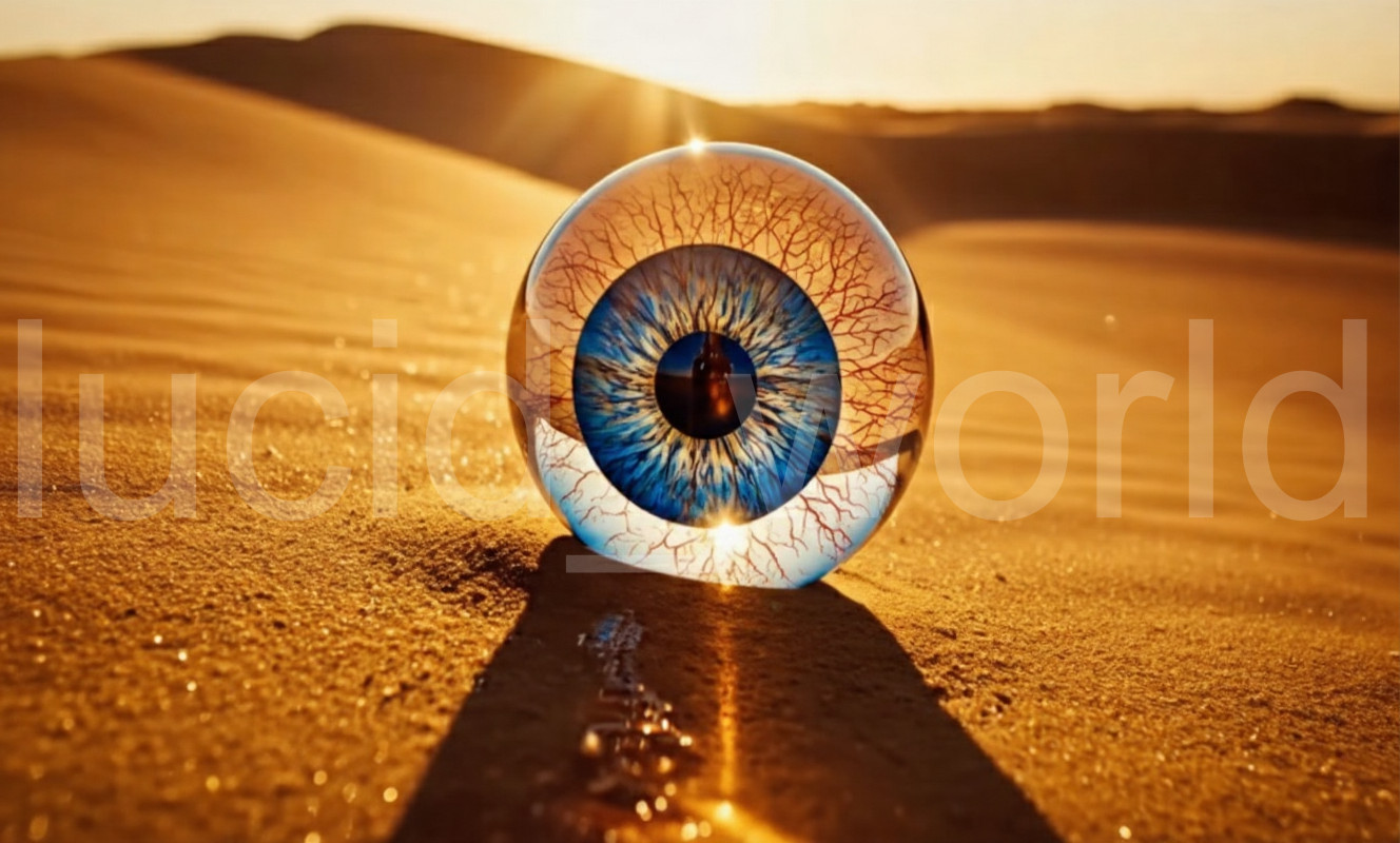 Surreal Blue Eye Crystal Ball Desert Ai Art Digital Download Fantasy Wallpaper