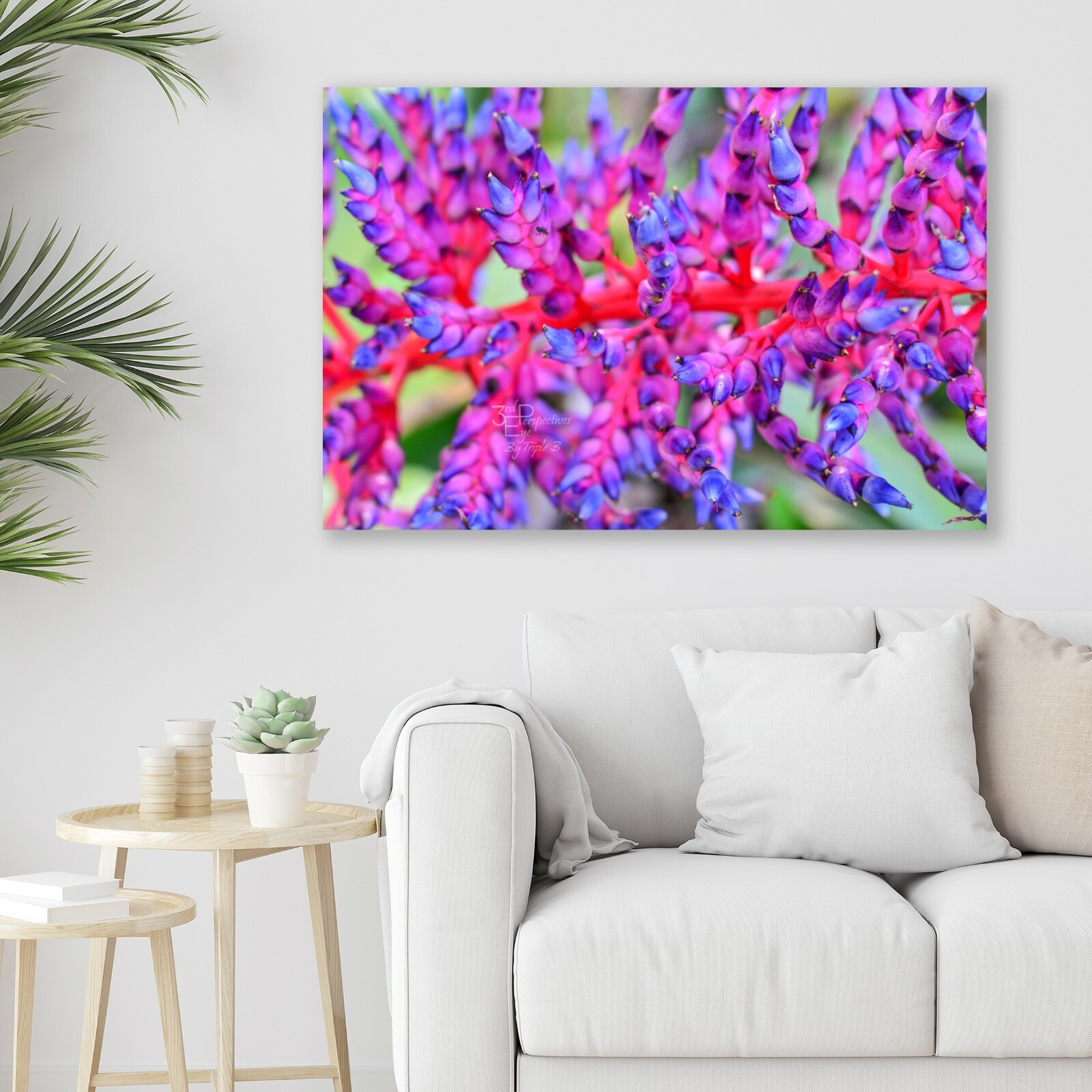 Purple Bromeliad, Abstract Floral, Nature Fine Art Photo, Metal, Canvas, Paper