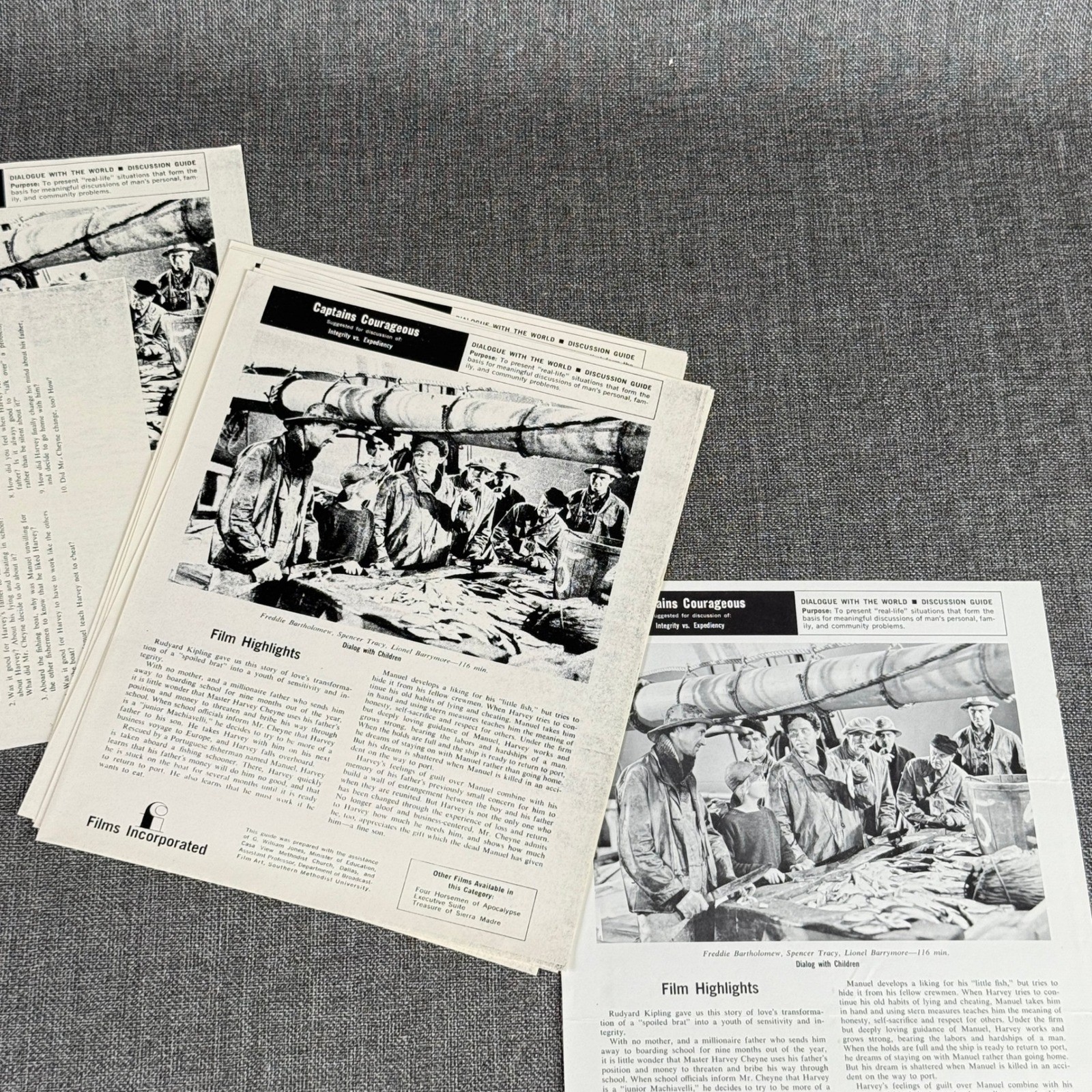 Captains Courageous Lionel Barrymore lot of 6 B&W movie stills pictures