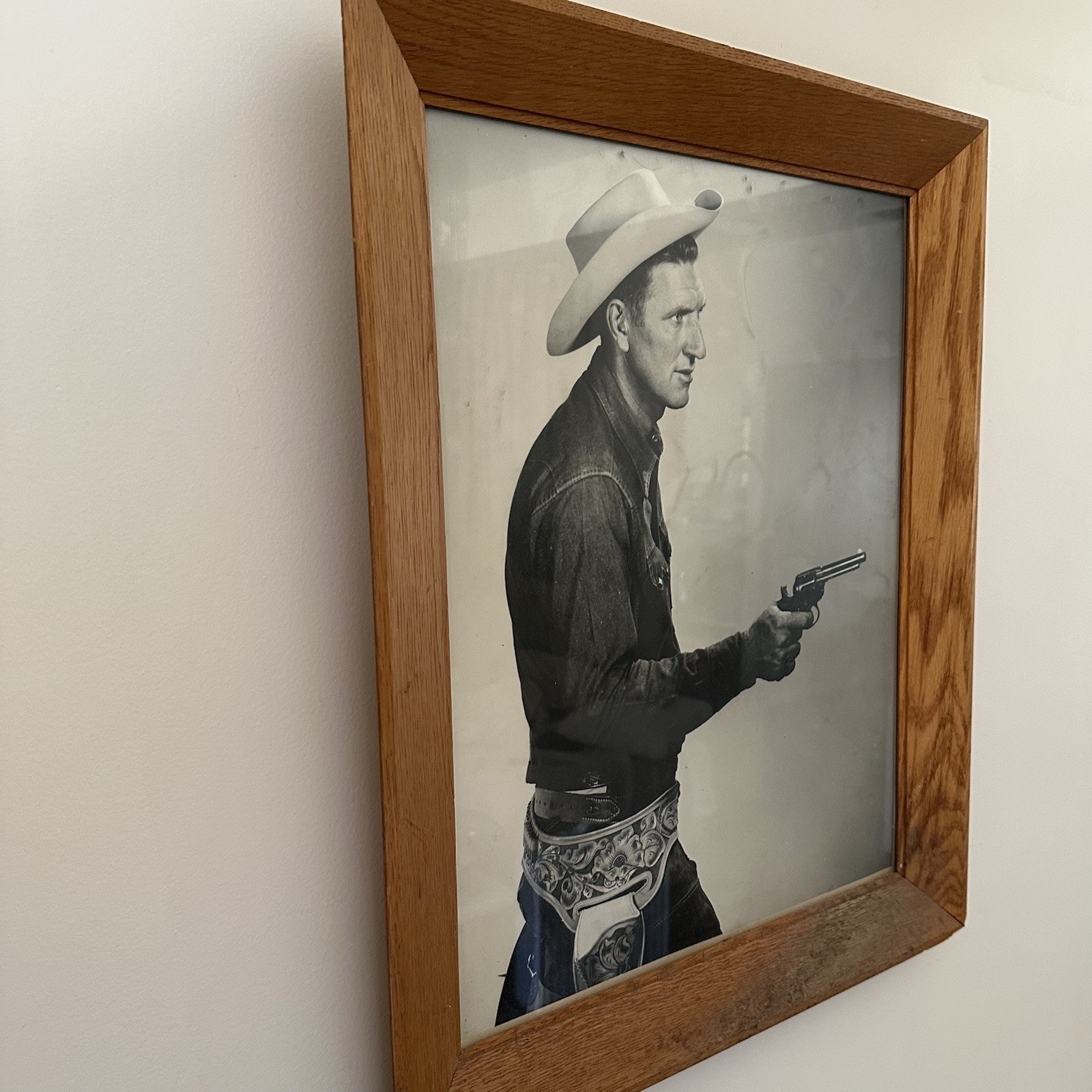 Vtg ‘60s Prize-Winning Cowboy Photograph Large Framed Male Portrait Western
