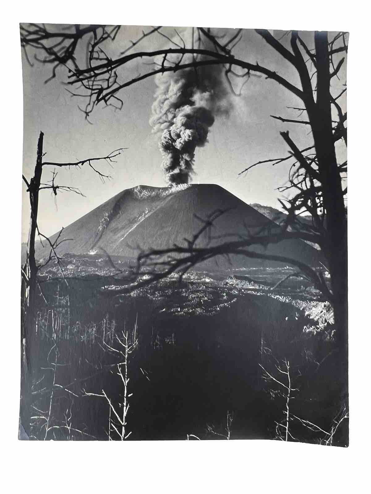 VTG Large Black & White Photograph Photography Print Parícutin Volcanic Eruption