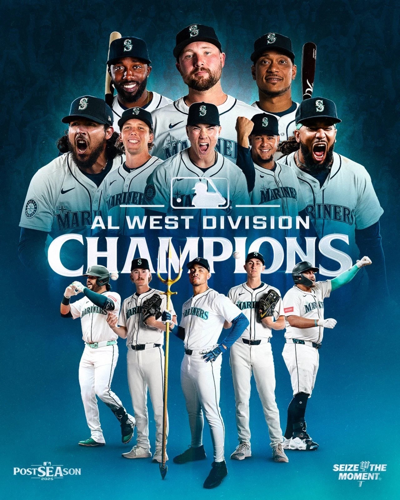 Seattle Mariners 2025 AL West Division Champions 8×10 Print-FREE SHIPPING