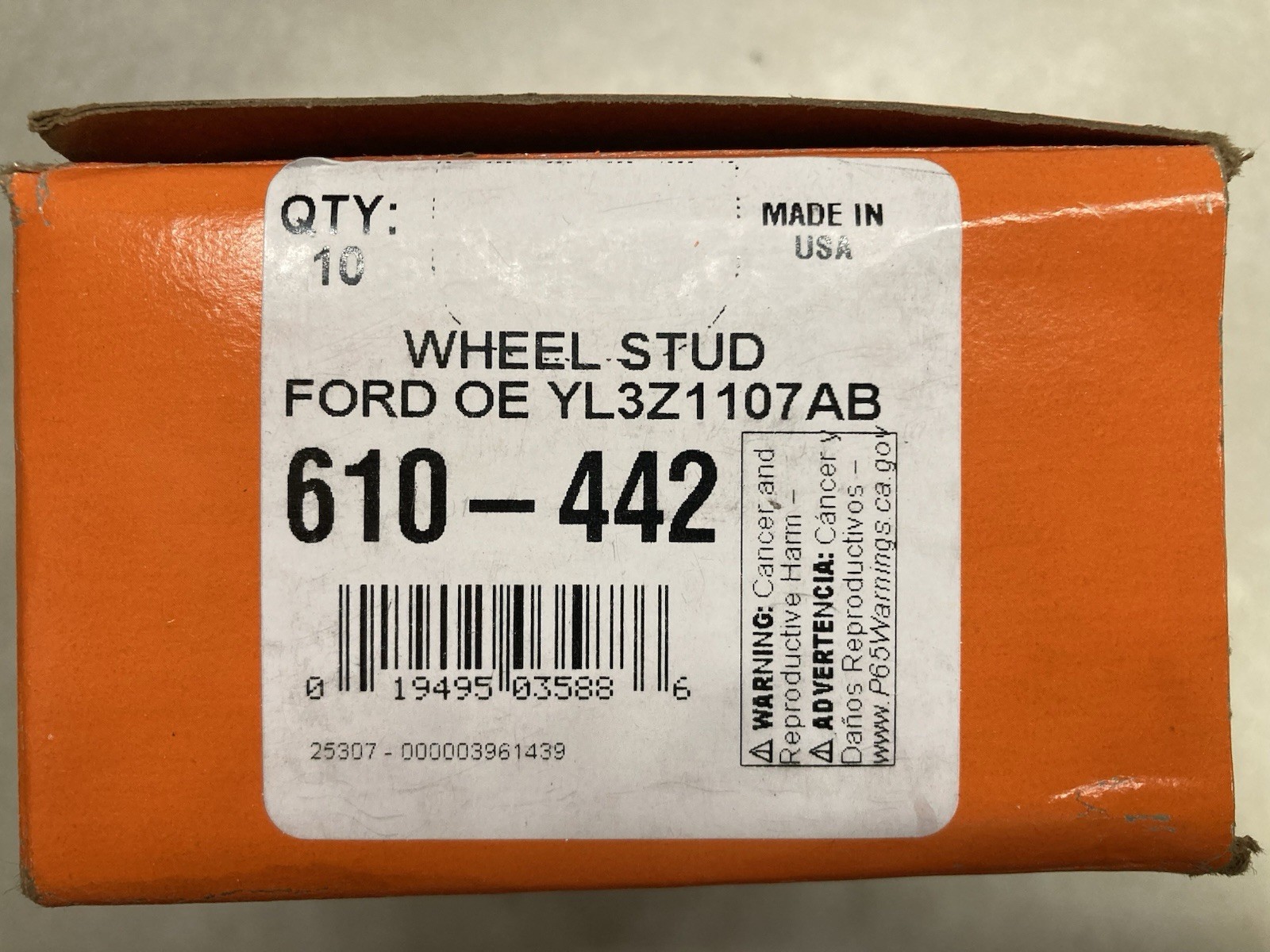 (10) Dorman 610-442 Wheel Lug Studs FORD OE YL3Z1107AB NEW BOX of 10 lug Stud