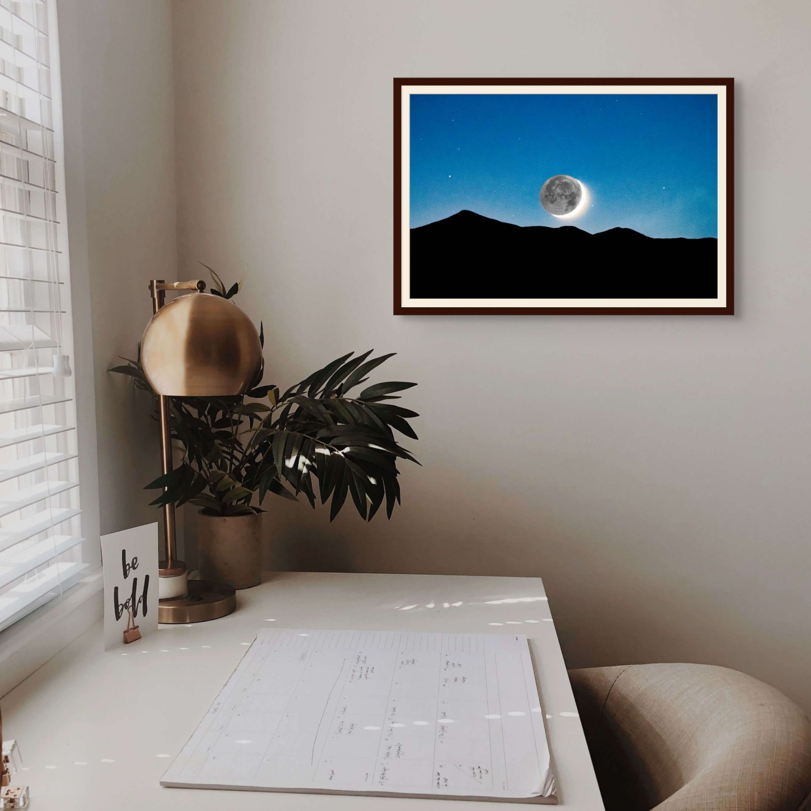 13×19 Fine Art Photography Print – Crescent Moonset – Archival Photo Paper