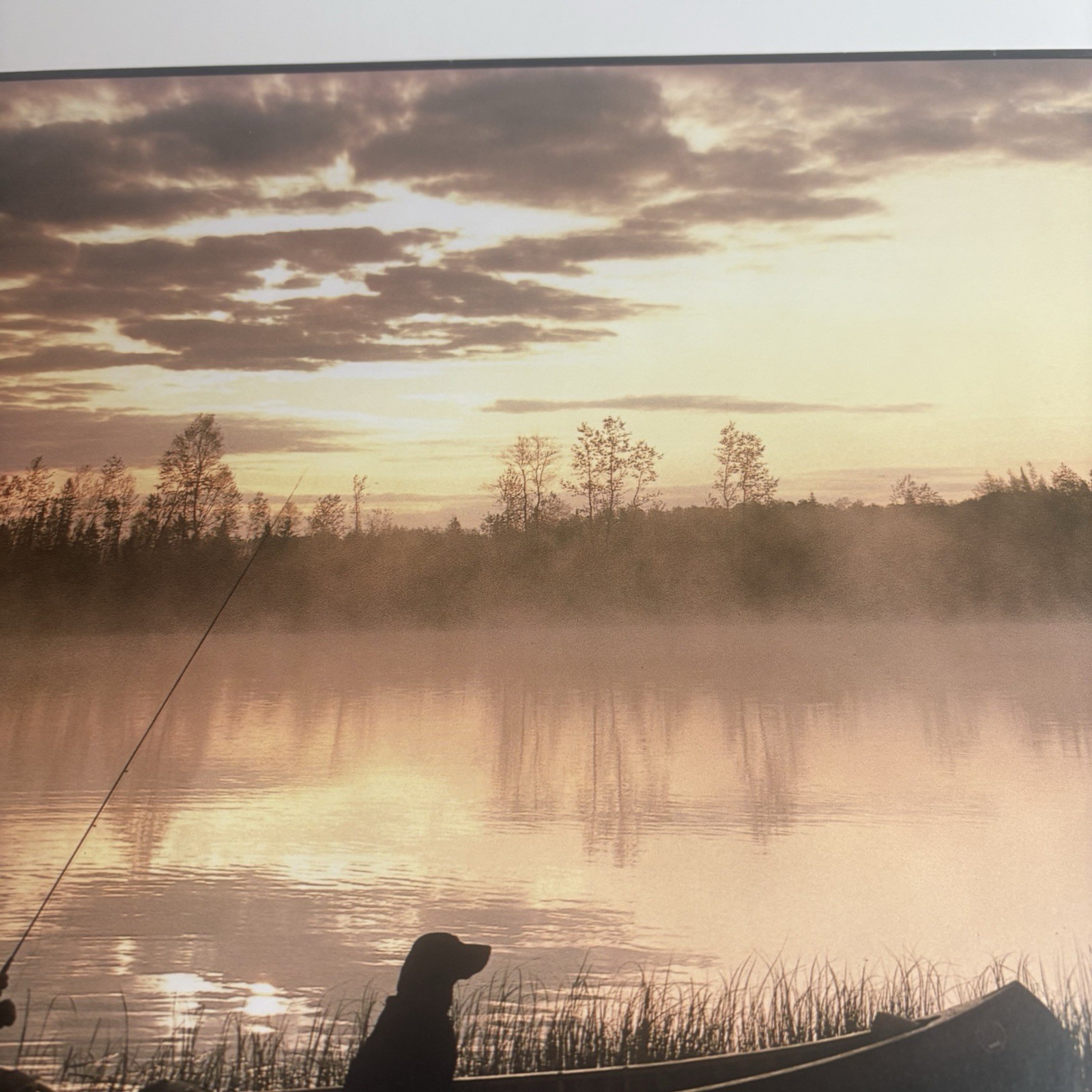 Artwork Wall Art Man Fishing With Dog Boat Water Daniel J Cox 20×16