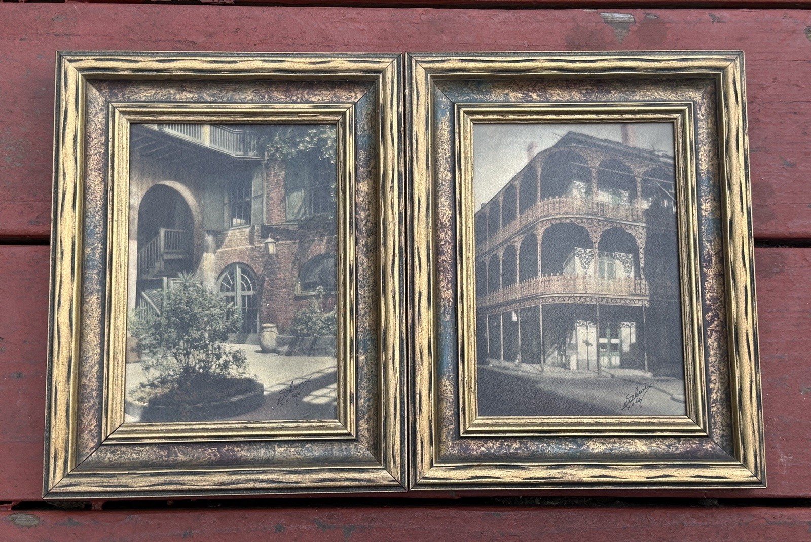 Original Eugene A. Delcroix “Lacy Iron Balconies” & “Old Brulatour Courtyard”