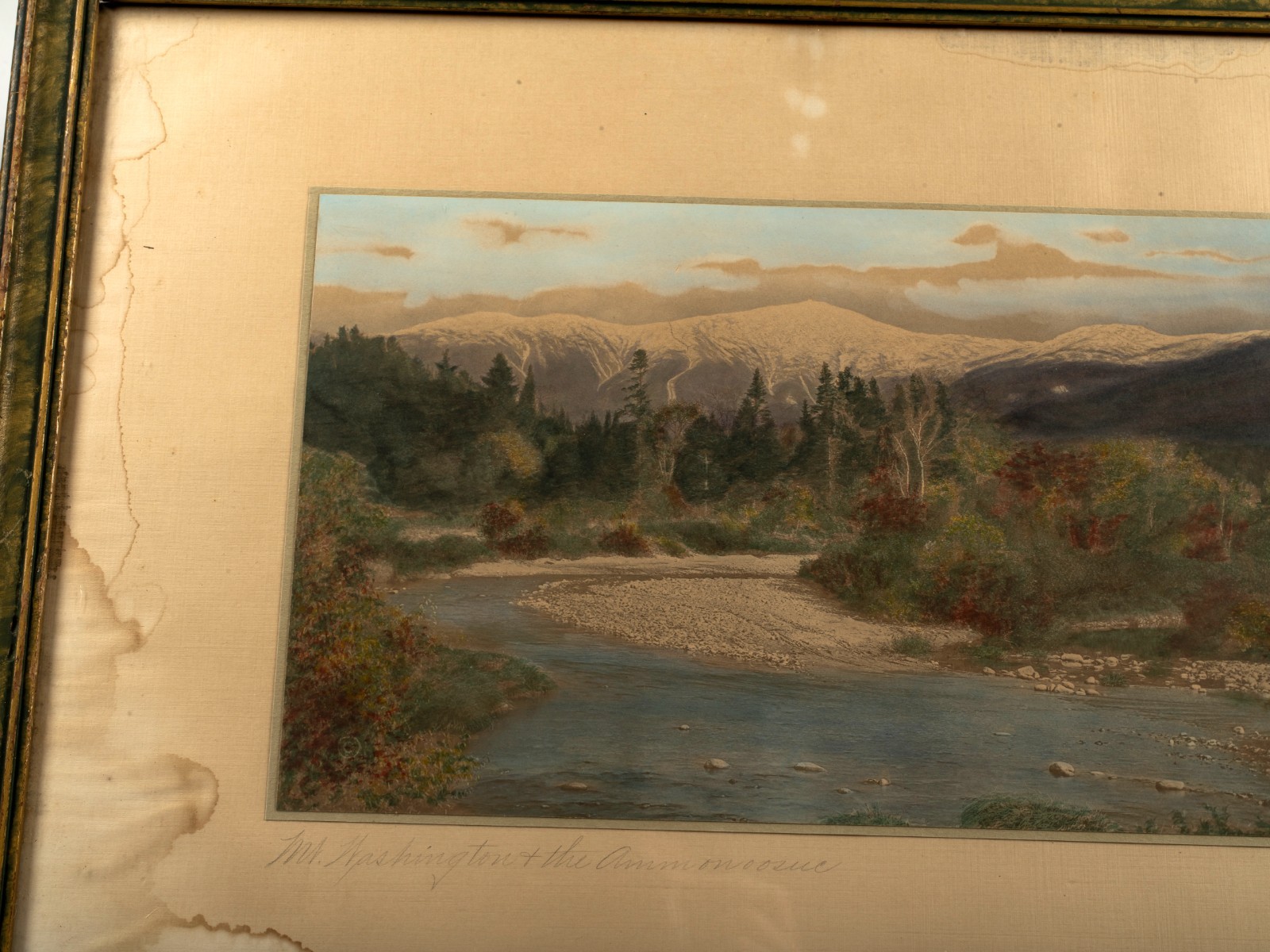 Charles Sawyer (1868-1954) Mt Washington/Ammonoosuc River, Hand Colored Photo