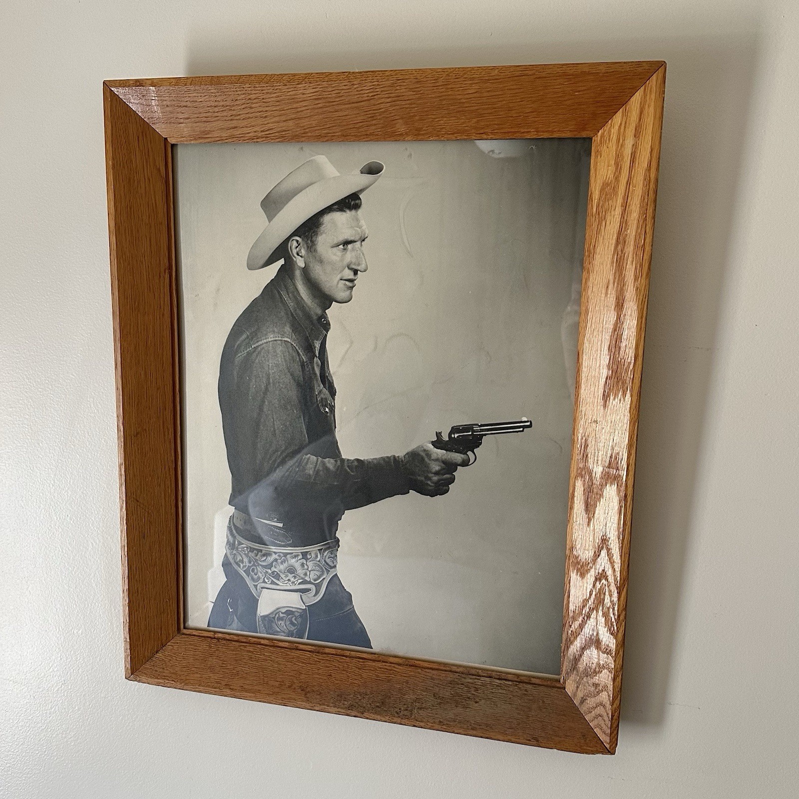 Vtg ‘60s Prize-Winning Cowboy Photograph Large Framed Male Portrait Western