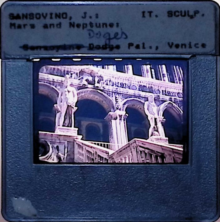 Vintage Art History Slide Photo Sansovino Sculptures Mars and Neptune Venice