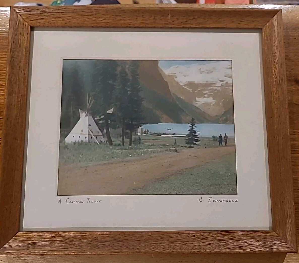 Antique Tinted Photo Framed CANADIAN TEEPEE Native American