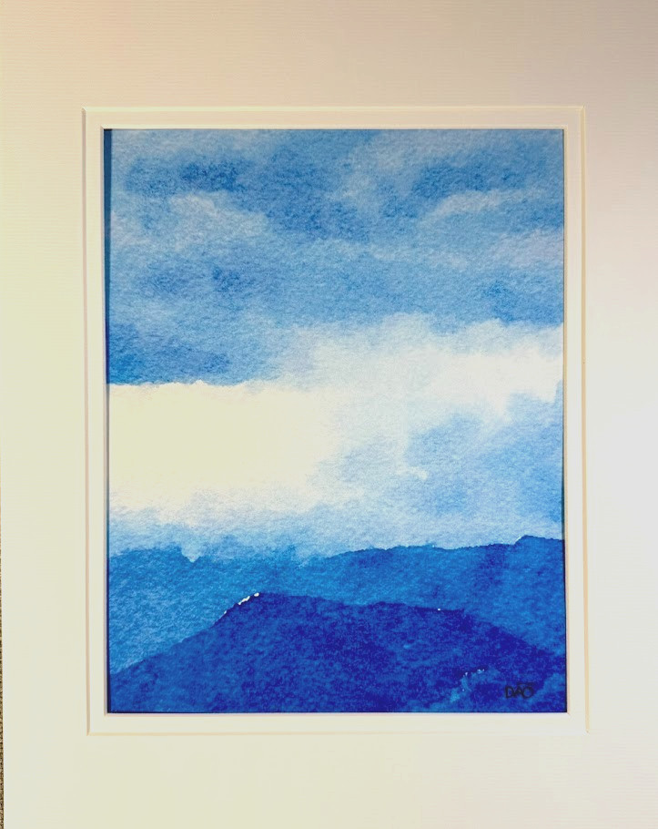Blue Mountain Digital Watercolor Original Photograph 8 X 10 Mat 11 X 14 Signed