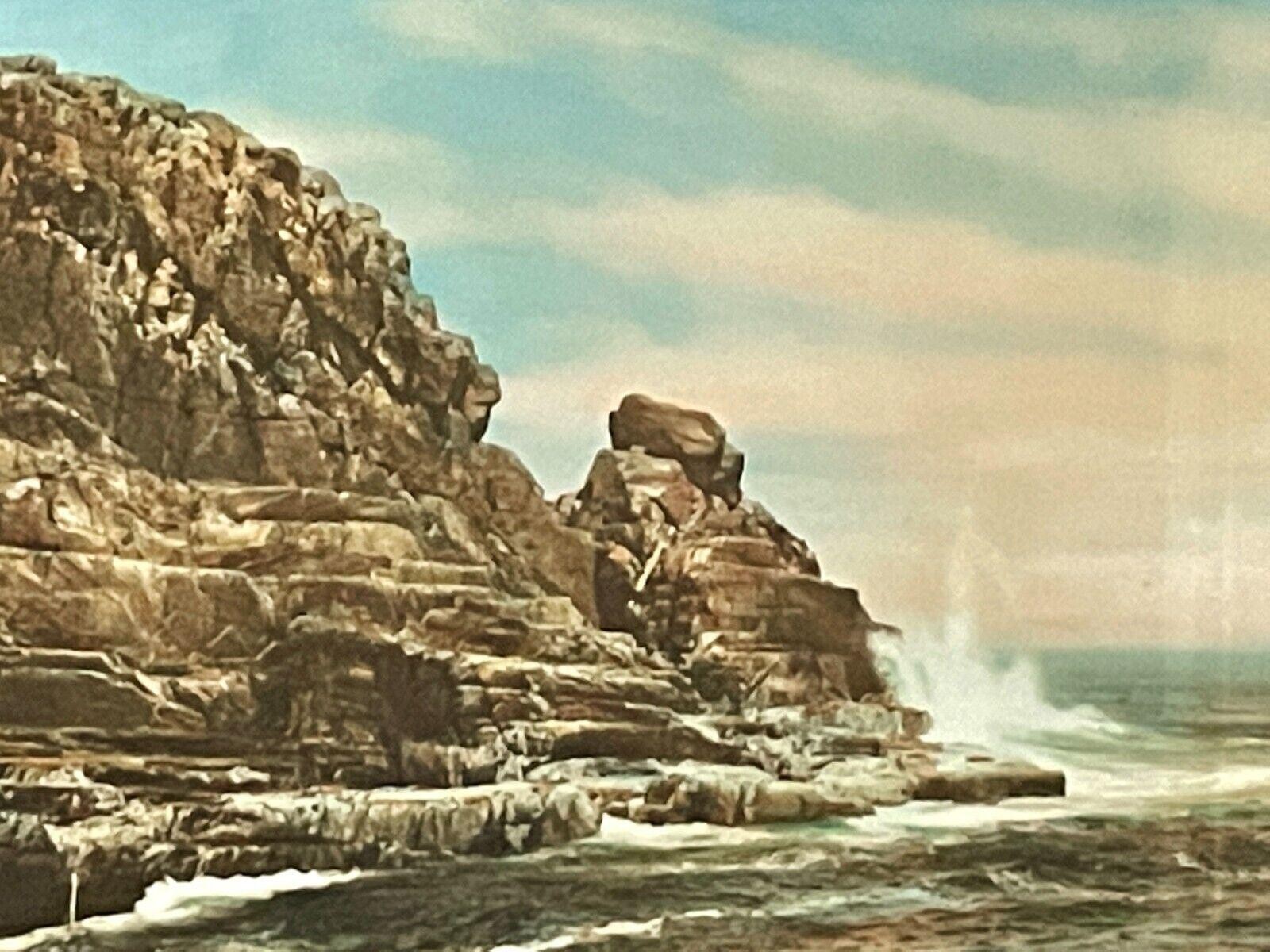 Large Charles Sawyer Bald Head Cliff York ME Seascape Hand Colored Photo