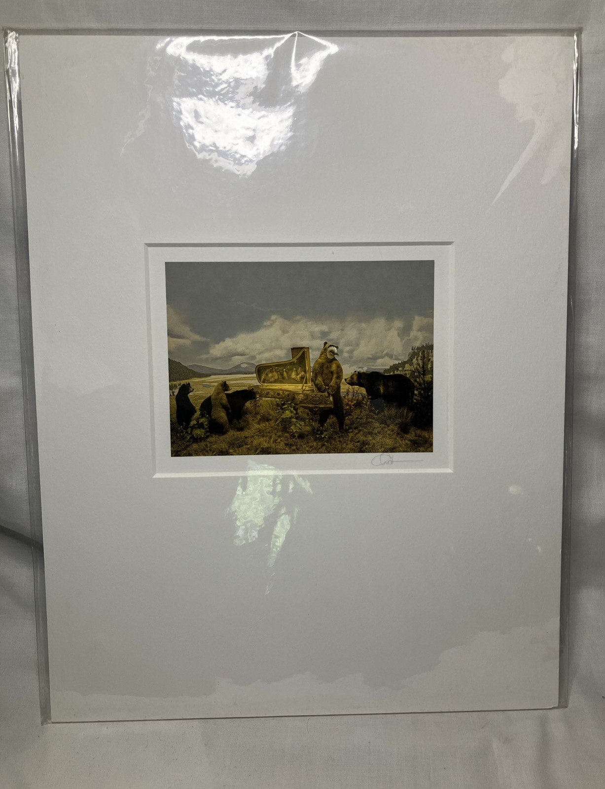 John Charbonneau Tinted Surreal Photograph Signed New Condition Bird Bears Piano