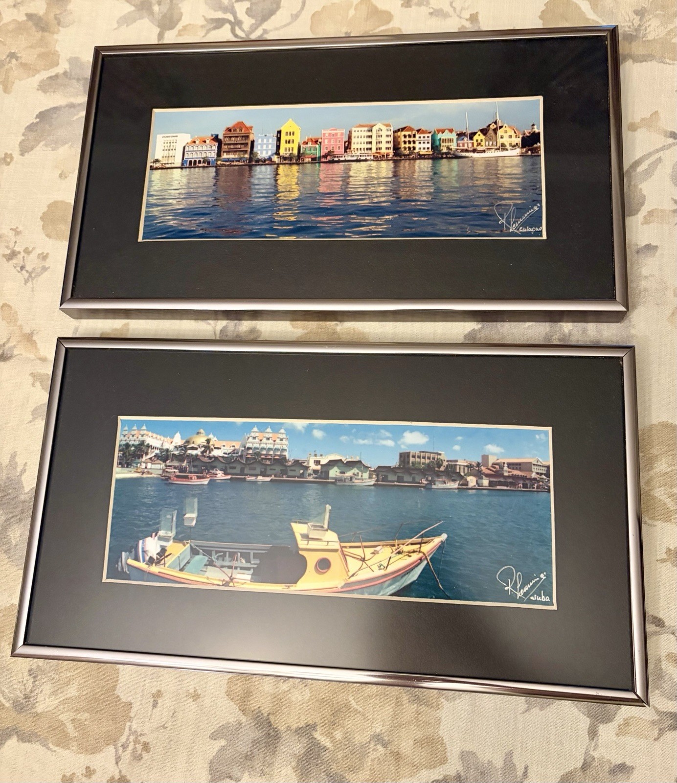 Colorful Caribbean Travel Decor Pair Framed Photography Signed by Artist