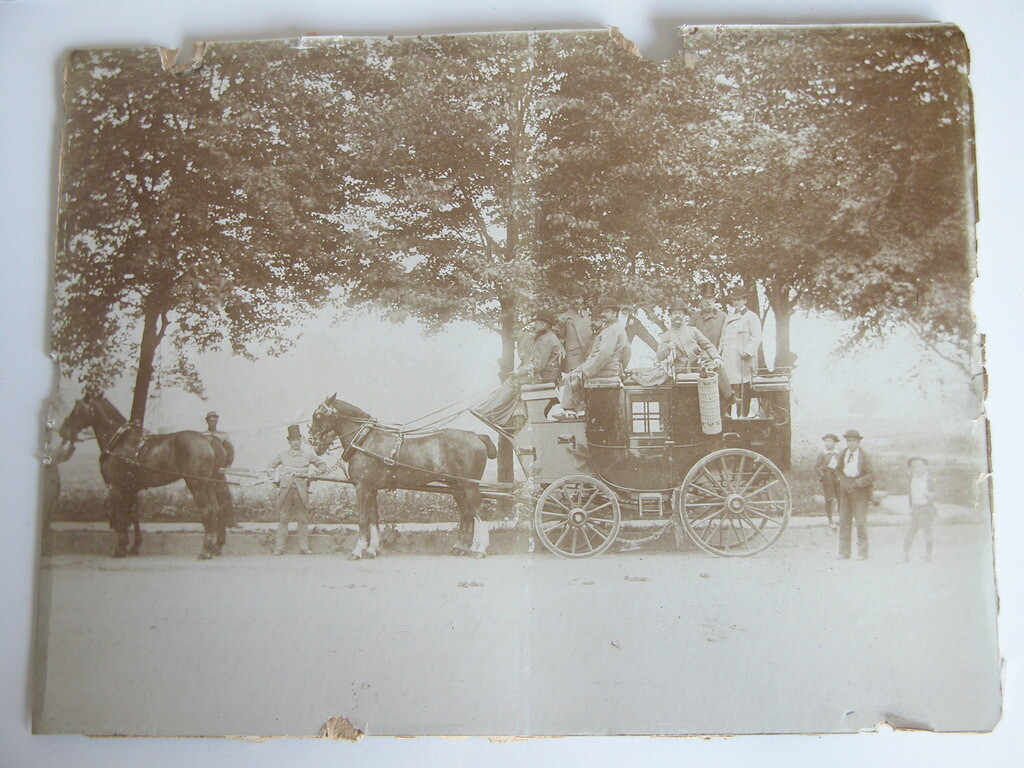 Vtg c.1880s-90s Photograph Men in Stagecoach Sepia B&W Wild West Travel