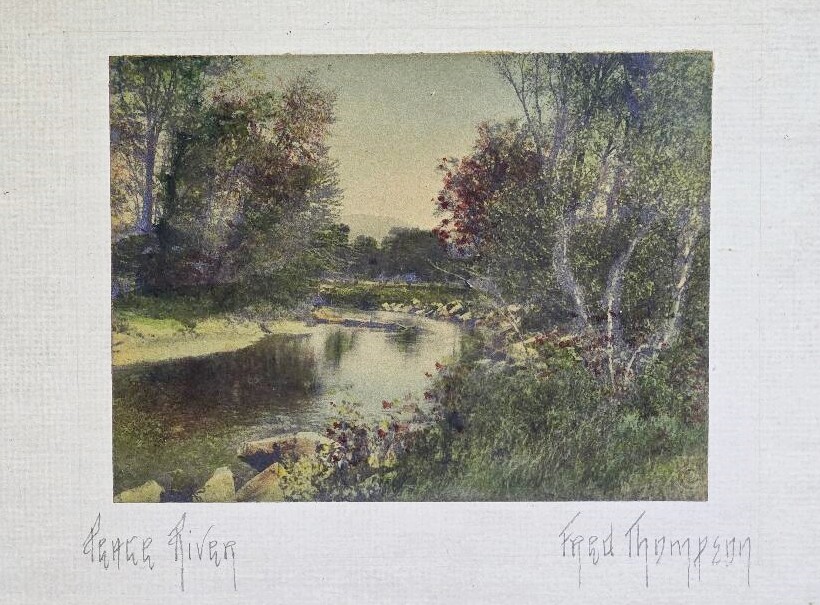 Fred Thompson Maine Artist Peace River Signed Hand Colored Photograph Orig Frame