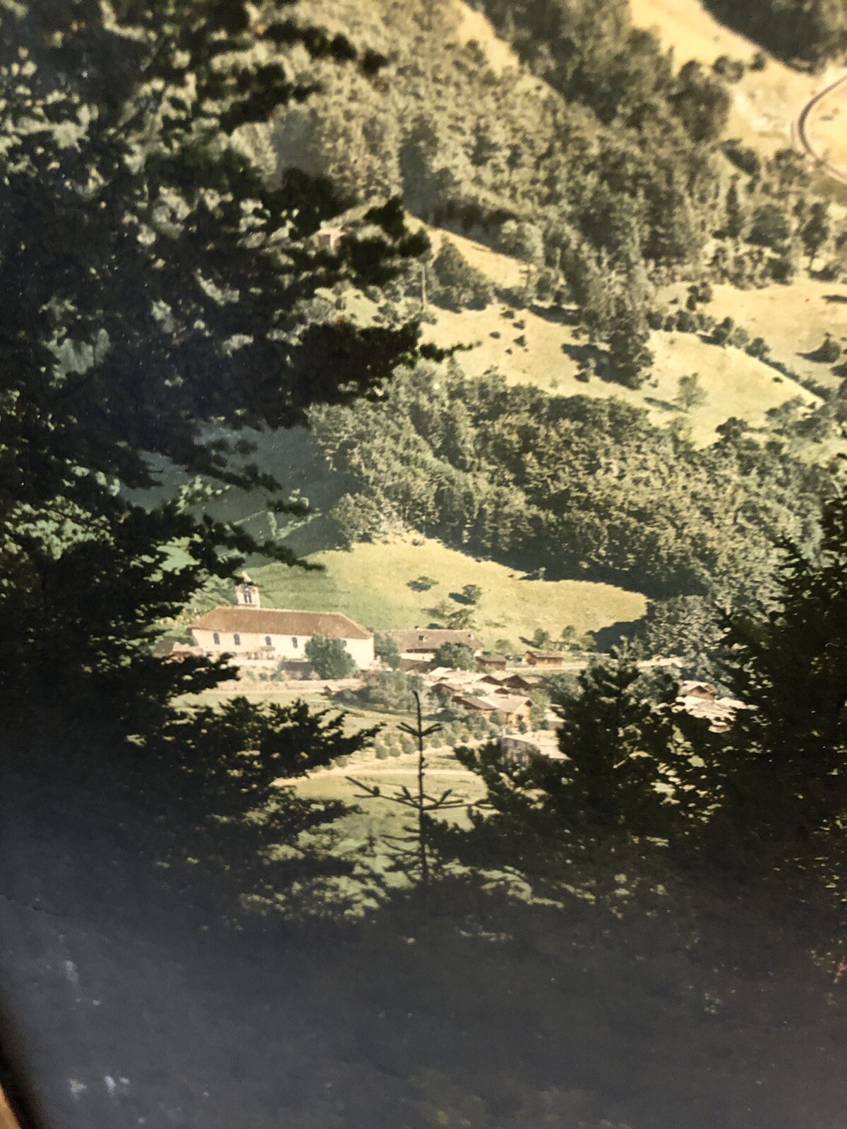 Antique Large Color Photo Alps Landscape Detroit Publishing Co in Original Frame