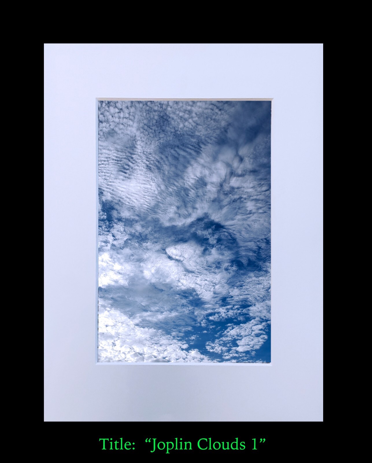 matted photograph, 5″x7″ print, mounted 3/16″ foam with 8″x10″ single white mat