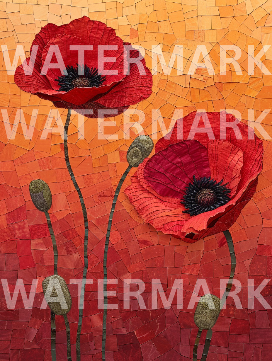 Digital Photo Image Painting Red Poppies Flowers Picture Art Wallpaper Desktop