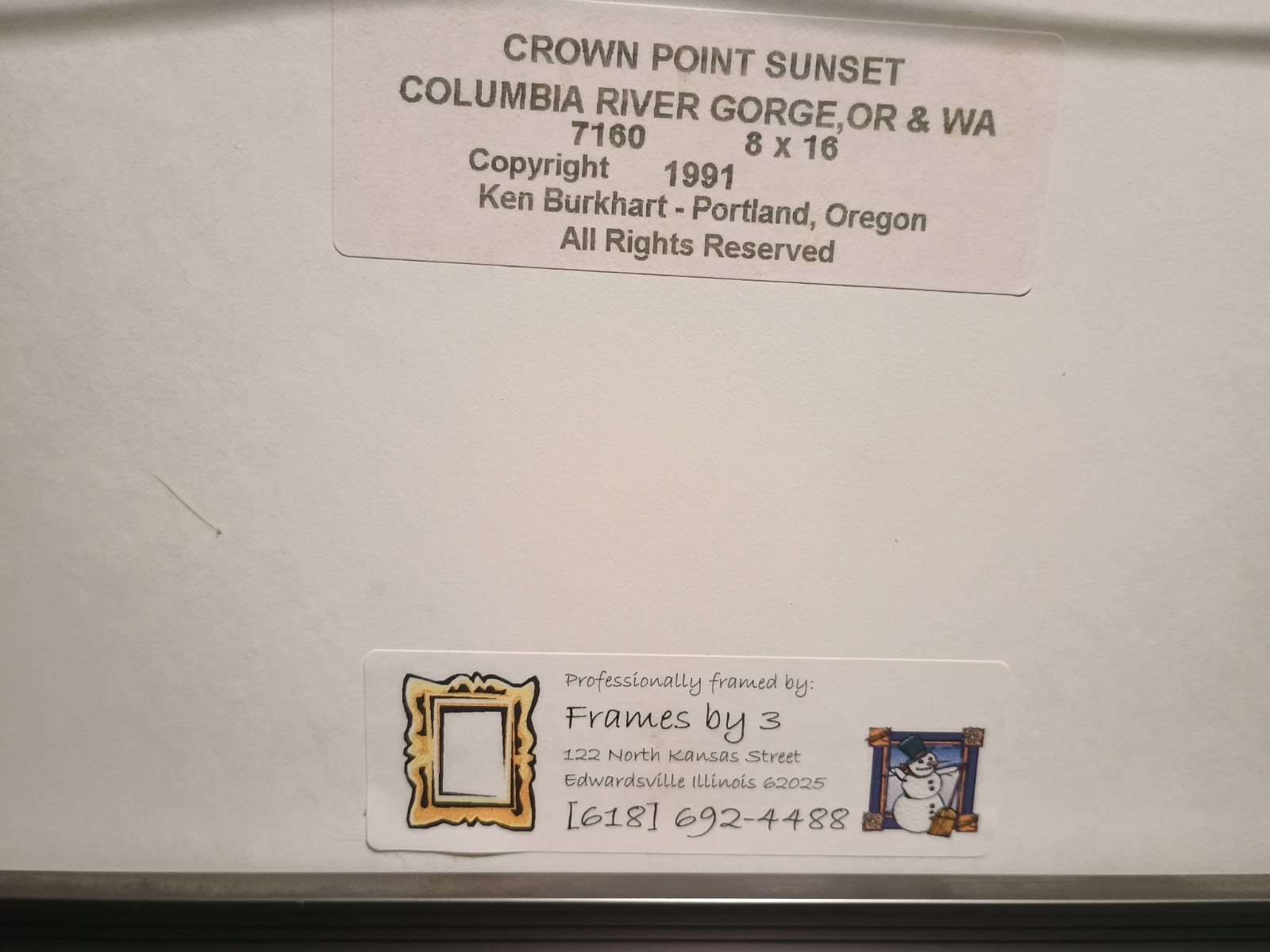 Crown Point Sunset Columbia River OR WA Ken Burkhart Photography Framed 8 X 16″