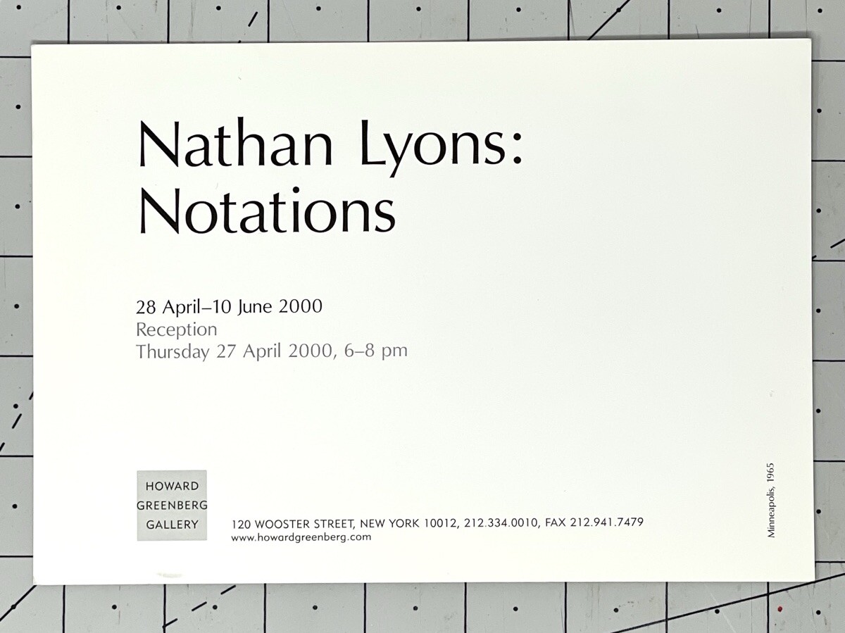 Nathan Lyons (1930-2016) Art Announcement Card April 2000 – Notations