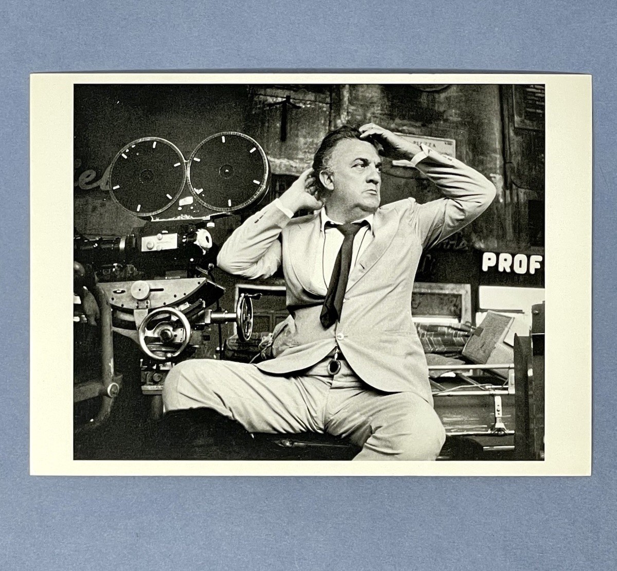 Federico Fellini Art Print Card Fotofolio 4”x6” On The Set Of Roma Film 1972