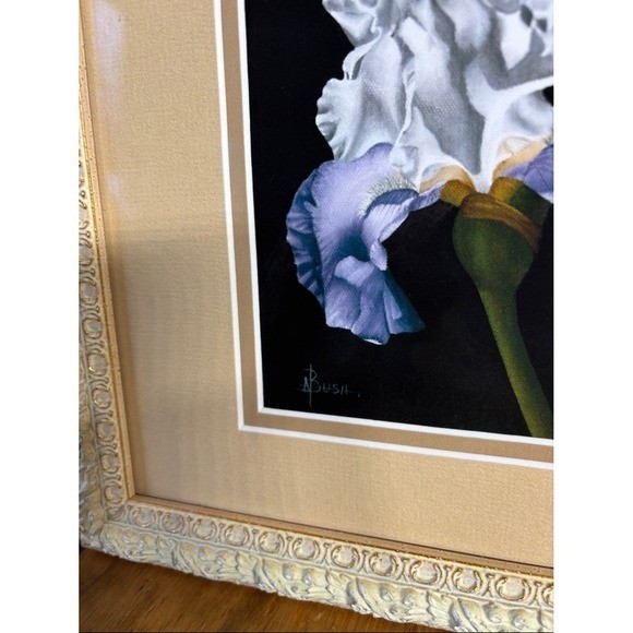 A. Bush Purple Irises Floral Art Print Photography Framed 15.5″ EUC GIFT Decor