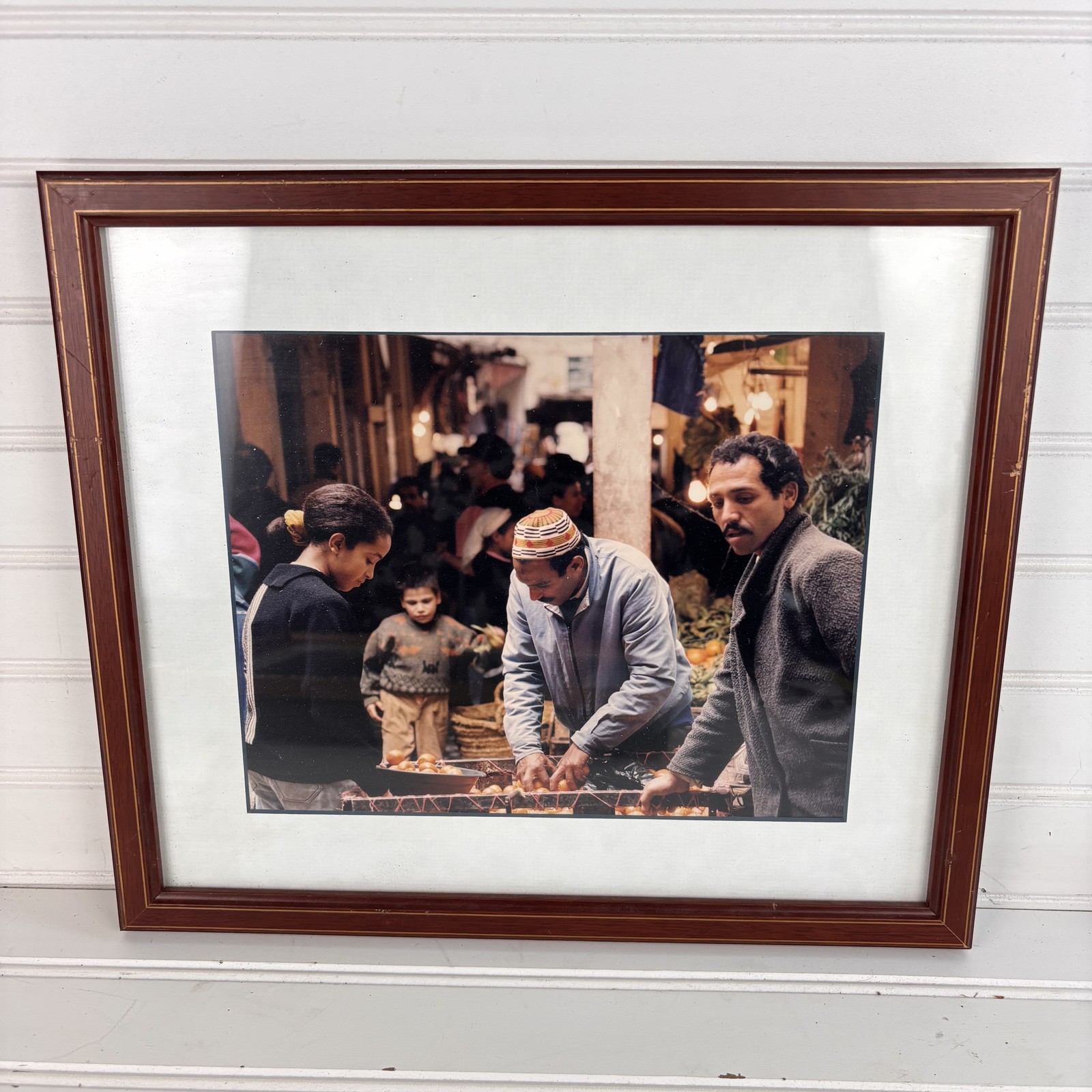 Vibrant Market Scene Art Photograph Framed & Matted Wall Decor 14″x12″