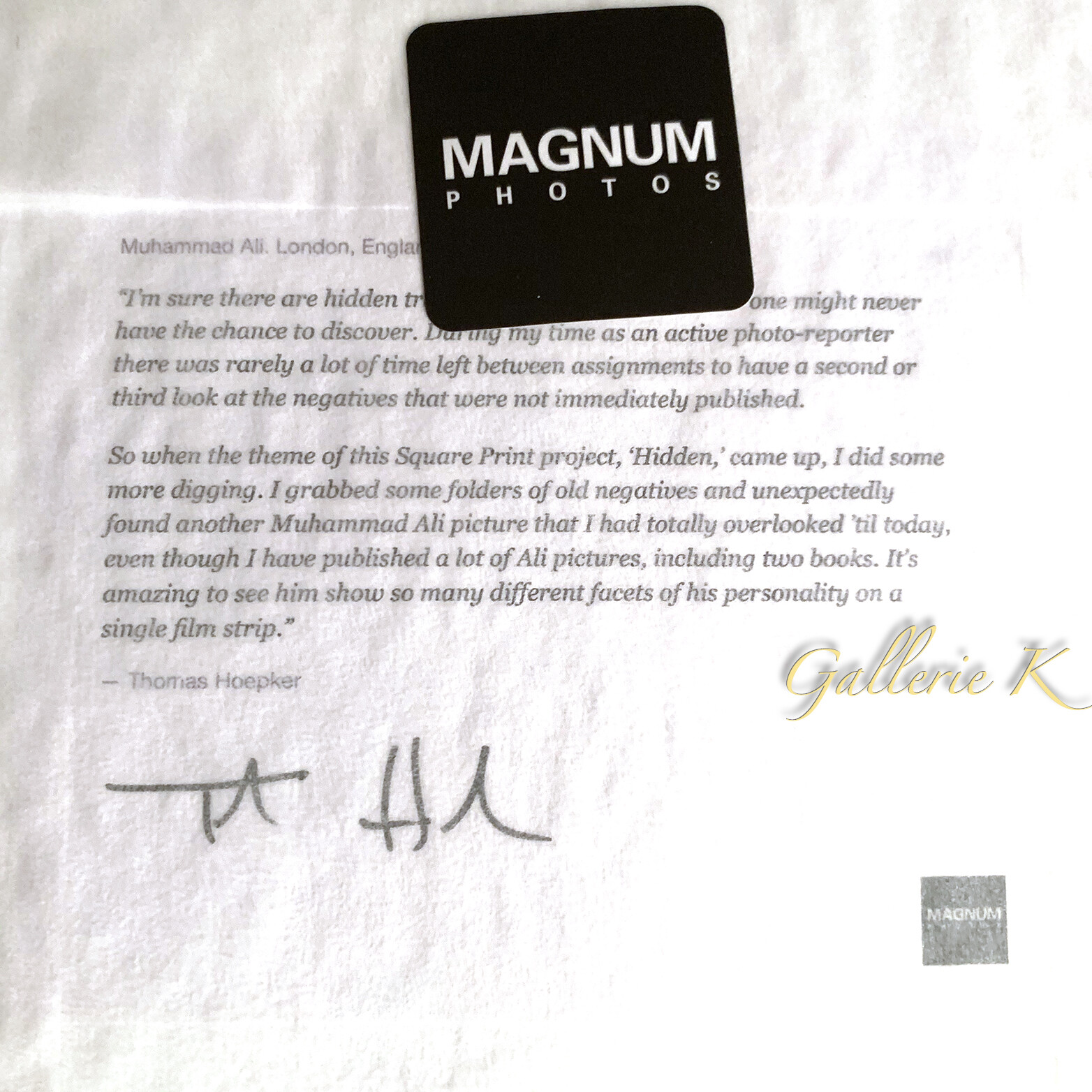 SIGNED BY THOMAS HOEPKER MUHAMMAD ALI NEW MAGNUM LIMITED EDITION 6X6 PRINT NEW