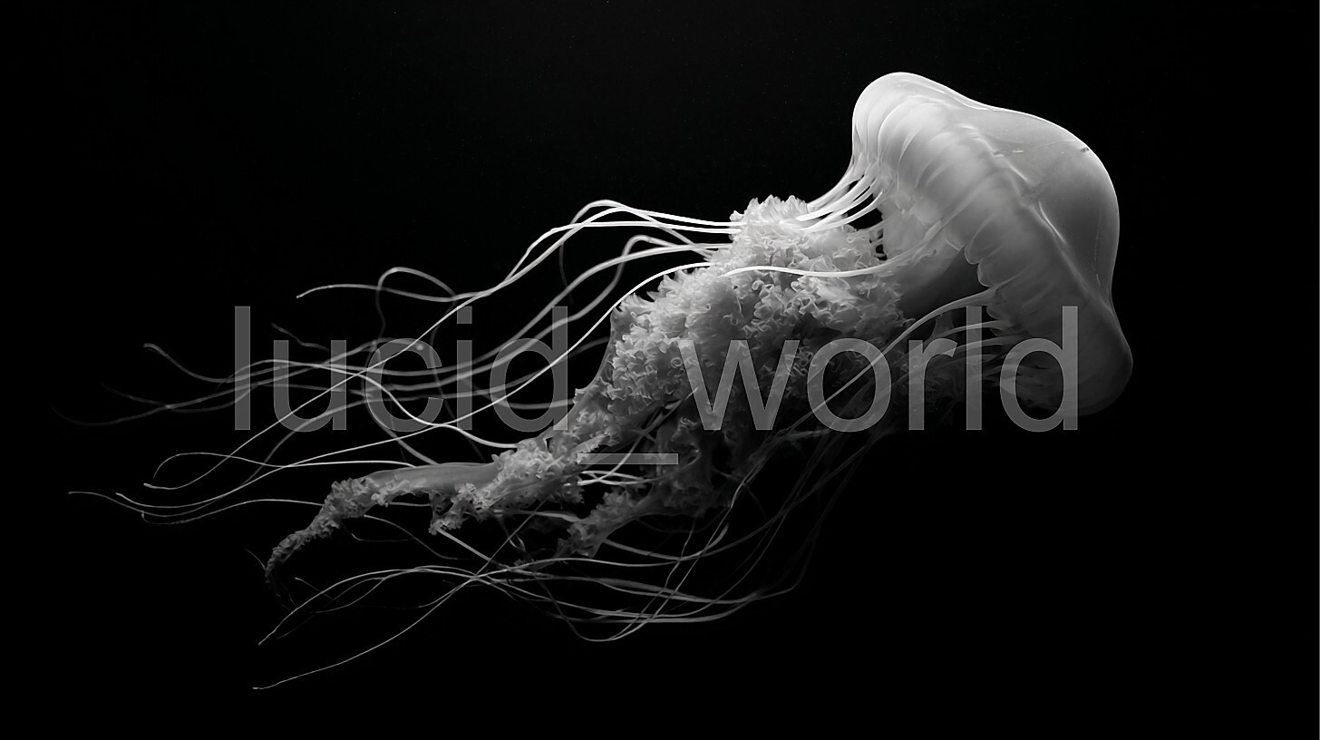 4 Deep Sea Jellyfish Printable Glowing Ocean Wall Art Digital Download PNG Set