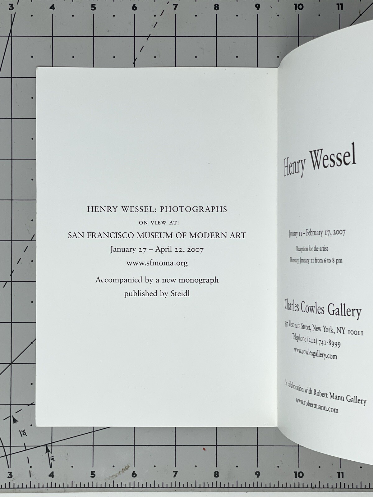 Henry Wessel (1942-2018) Art Show Announcement Card 2007 Photography