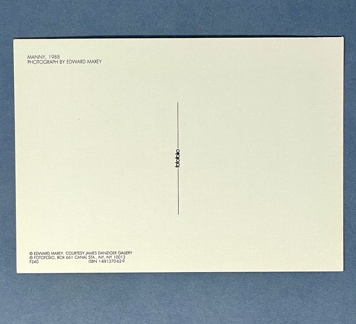 Edward Maxey (Edward Mapplethorpe) Fotofolio Art Photo Print Card – Manny, 1988