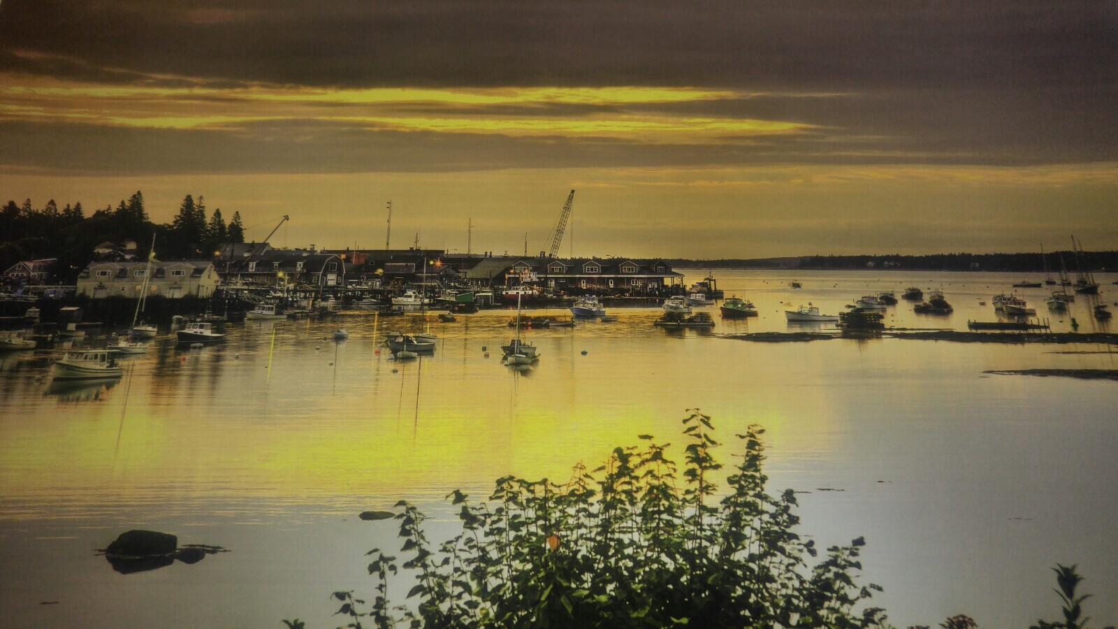 19×13 Digital Art Photograph Bay Ocean Fishing Village Pier Docks Boat Scenic