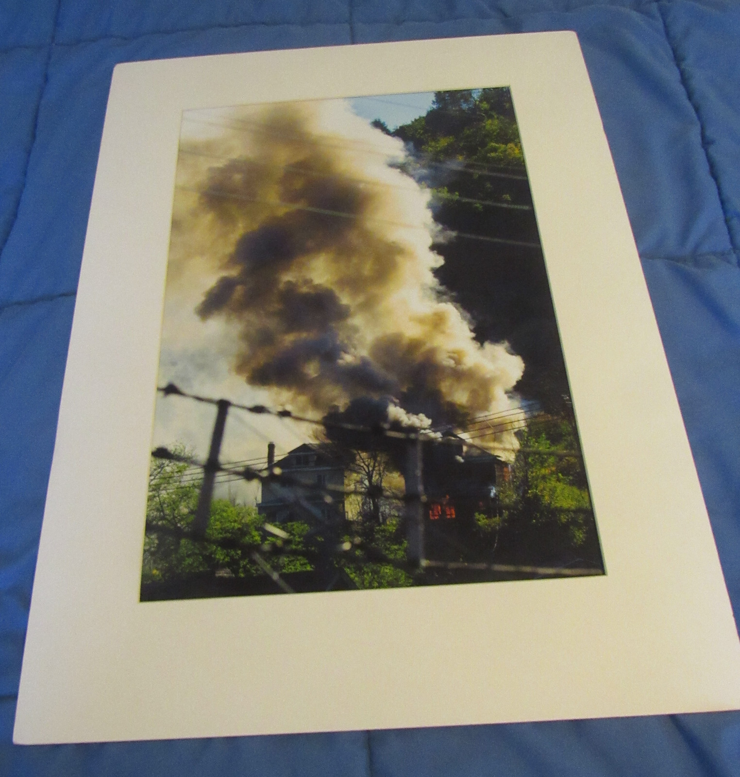 Mark Panza Digital Photo 2013 matted “House on Fire” Millvale Penns; 18″ x 24″