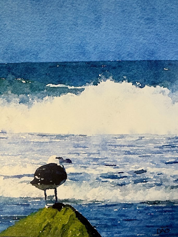 Seagull Digital Watercolor Original Photograph 8 X 10 Matted To 11 X 14 Signed